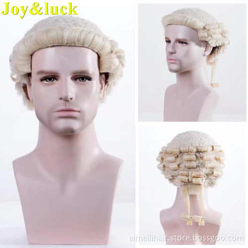 Handmade Horse Hair Court Judge Lawyer Wig Blonde Color Regular Curl for Men or Women Traditional British Classic Barrister Wigs